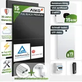 15 kWp Growatt PV-Anlage 33x Aiko 460Wp Glas-Glas Fulblack mit 15kWh Speicher