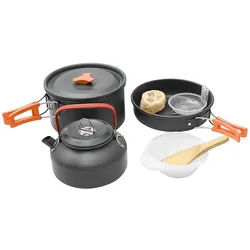 Grafner® Camping Kochgeschirr Aluminium 11 tlg. inkl. Transporttasche CK11060