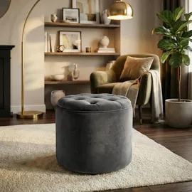 CLP Sitzhocker Pantin Samt 44 x 42 x 44 cm Grau