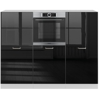 Vicco Küchenzeile R-Line Solid Weiß Schwarz 180 cm modern Küchenschränke Küchenmöbel