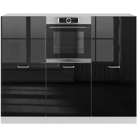 Vicco Küchenzeile R-Line Solid Weiß Schwarz 180 cm modern Küchenschränke Küchenmöbel