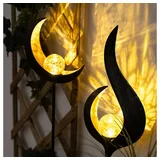 GLOBO Solarleuchte Glas Metall H 90 cm 2er Set bronze