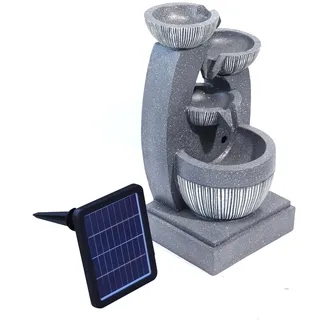 BTGGG Solarbrunnen für Draußen, 4-Stufiger Solar Springbrunnen für Außen, Solar Gartenbrunnen, Springbrunnen mit LED Beleuchtung, Zimmerbrunnen Wasserspiel Solar für Garten, Terrasse, Balkon Deko