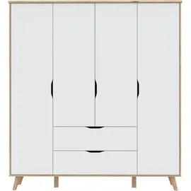 Forte Drehtürenschrank Vankka 184,1 x 201,5 x 52,7 cm Beige