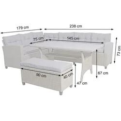 Mendler Poly Rattan Garnitur HWC-E96, Garten-/Lounge-Set Sitzgruppe, Spun Poly halbrundes Rattan ~ grau, Kissen anthrazit