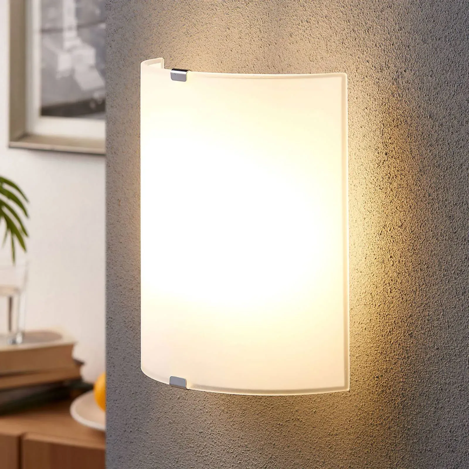 Wandlampe Phil Lindby, dimmbar, weiß / opal, für Flurbereich, Glas, Modern, Wandleuchte, Wandlampe Innen - 8.5 cm - 18 cm - 21 cm
