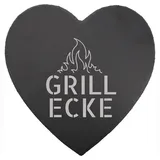 Smyla Geburtstagsgeschenk für Frauen und Männer - personalisierte Schieferplatte Grillen | Grillecke | Jede Schiefertafel ein Unikat/Herzform / 30 x 30 cm | Untersetzer