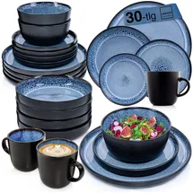 sänger geschirr Aruba Kombiservice 30-tlg. blau mit schwarzem Rand