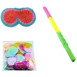 Yeory Party Pinata Stick Set 20 -Zoll -Regenbogen Pinata Stick Blindfold Confetti für Geburtstagsfeier Lieferungen Dekoration 3pcs, Regenbogen Pinata