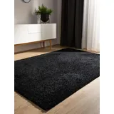 benuta basic Waschbarer Hochflor Shaggyteppich Soho Schwarz 160x230 cm - Hochflor Teppich für Wohnzimmer