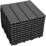 Daromigo WPC Terrassenfliesen 30x30cm 11er Set Holzfliesen Balkon Bodenbelag 1m2 Gartenplatten Balkonfliesen mit Drainage und Klicksystem, Anthrazit
