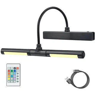 HONWELL Drahtlose Bilderleuchte LED, Bilderlampe mit Fernbedienung Drehbarer LED Lichtkopf mit Timer 180° Schwenkarm Wiederaufladbare Dart beleuchtung Kabellos Malleuchte zum Malen von Bildern,Schwarz