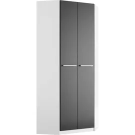 Priess Eckkleiderschrank PRIESS "Barcelona Kleiderschrank Ecklösung Raumwunder", schwarz-weiß (weiß, schwarz), B:78cm H:193cm T:78cm, Holzwerkstoff, Schränke, Eckkleiderschrank, in 2 Tiefen Schrank Eckschrank Garderobe
