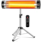 KESSER® Infrarotstrahler Heizstrahler Terrassenstrahler 2500W mit Fernbedienung inkl. Schutzhülle höhenverstellbarem Teleskopstativ Wickeltischstrahler Terrassenheizer Quarzstrahler Infrarot