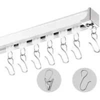 Vevor Schiebe-Deckenvorhangschienensystem Set 2,7 m Raumteiler-Gardinenschiene Halterung zur Decken-/Wandmontage für Wohnzimmer Schlafzimmer mit Haken & Hardware & 3 Schienen, weiß 2710 x 68 x 46 mm