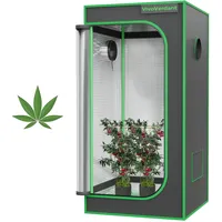 VivoVerdant Grow Zelt 90x90x180cm, Indoor Grow Tent Reflektierende Mylar Zuchtzelte Hydrokultur,mit Beobachtungsfenster und Bodenwanne, Growzelt für Pflanzen wachsen Raum