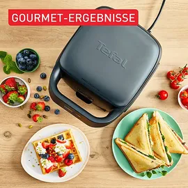 Tefal SW862B Snack Collection Sandwich- und Waffeleisen Schwarz/Blau