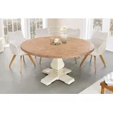 riess-ambiente Esstisch HAMPTONS 120cm hellbraun/creme - Pinie, Massivholz, recycelt, rund (Einzelartikel, 1-St), Zeitloser Familientisch - ideal für Landhaus-Küchen, Wohn- & Esszimmer braun