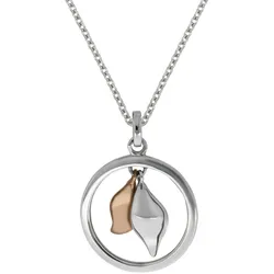Zeeme Silber Halskette 925 Sterling Silber rhodiniert 2-farbig Tropfen