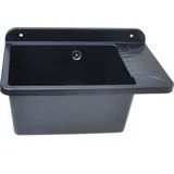 Aqbau® Ausgussbecken 505mm Waschbecken Spülbecken Granit schwarz - Grau