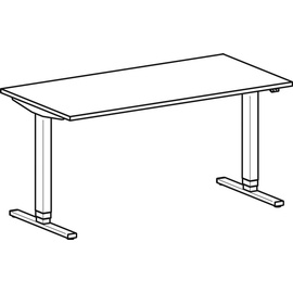 geramöbel Flex elektrisch höhenverstellbarer Schreibtisch buche rechteckig, T-Fuß-Gestell silber 160,0 x 80,0 cm
