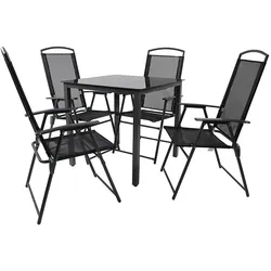 Gartenmöbel Set Gartentischgruppe in Schwarz in modernem Design (fünfteilig)