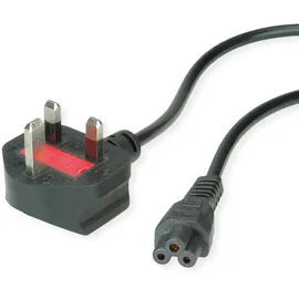 Value UK Netzkabel, 3pol. Notebook-Buchse, 3A, schwarz, 1,8 m