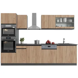 Vicco Küchenzeile Küchenblock Einbauküche R-Line J-Shape Anthrazit Eiche 300 cm modern Küchenschränke Küchenmöbel