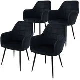 ECD Germany Esszimmerstuhl Samt schwarz 4er Set