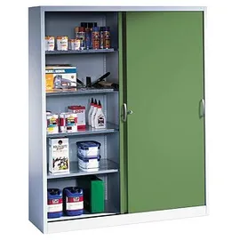 C+P CP Stahlschrank 2149-00 S10059 lichtgrau, rededagrün 8 Fachböden 160,0 x 40,0 x 195,0 cm, aufgebaut, 1 St.