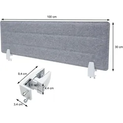 Mendler Tischtrennwand HWC-G76, Büro-Sichtschutz Schreibtisch Pinnwand, Schallschutz Stoff/Textil mit Prägung ~ 100x30cm grün