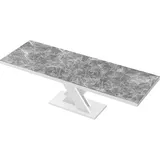 Design Esstisch Tisch HEN-111 Marmoroptik Marmor dunkel - Weiß Hochglanz ausziehbar 160 bis 256 cm