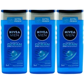 NIVEA Duschgel FRESH OCEAN x 250ml 3in1 für Körper, Gesicht & Haar 24H Frische