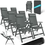 Kesser KESSER® Gartenstuhl Hochlehner mit Armlehnen Aluminium Klappstuhl inkl. Kopfkissen Campingstuhl 7-Fach Verstellbar Rückenlehne Atmungsaktiv & Wetterfest Klappbar & Anti-Rutsch