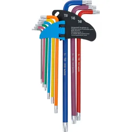 BGS Winkelschlüssel-Satz Multicolour extra lang T-Profil (für Torx) T10 - T50 9-tlg.