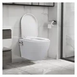 vidaXL Wand-WC ohne Spülrand mit Bidet-Funktion Keramik Weiß