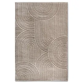 ELLE DECORATION Hochflor Teppich Chappe – Moderner Wohnzimmerteppich, Langflor Shaggy, Modernes Muster, Flauschig Weich Boho für Wohnzimmer, Schlafzimmer – Beige, 80x120cm