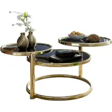 KADIMA DESIGN Couchtisch mit 3 Tischplatten / Gold 58 x 43 x 58 cm, / Gr.: onesize