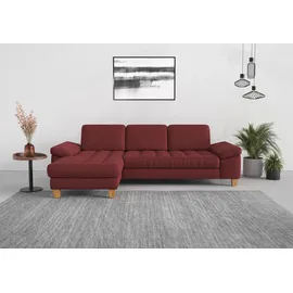 sit&more Ecksofa SIT & MORE "Westham L-Form", rot (bordeaux), B:275cm H:88cm T:172cm, 100% Polyester, Sofas, Ecksofa, mit Recamiere, mit oder ohne Bettfunktion, Bettkasten, Füße Eiche