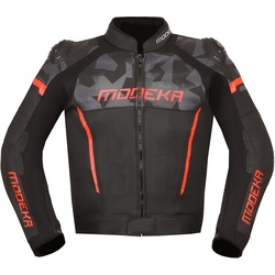 Modeka Valyant Motorrad Lederjacke, schwarz-rot, Größe 52 für Männer