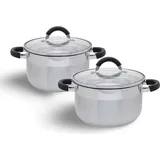 Buri 2er Set Edelstahl Kochtopf 3,5L 24x17cm Kochtöpfe Topfset Töpfe 2x Topf + Deckel