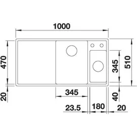 Blanco Axia III 6 S rechts Einbauspüle silgranit vulkangrau Handbetätigung 1000 x 510 mm