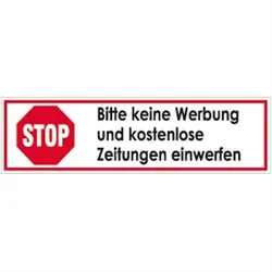 Aufkleber STOP Bitte keine Werbung u. kostenlose Zeitungen..., Folie, 70x20mm, 7 St./Bogen