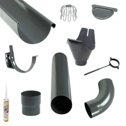 Stahl Dachrinnen Sparpaket 6 m | Ø 125/100 mm | Farbe Graphit