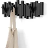 Wandgarderobe Mit 5 Klapphaken, Schwarz, 41 X 20 X 3,3 Cm, 1000 G