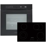 Respekta Backofen Herd Kochfeld Schwarz 77cm Glaskeramik Set autark Pyrolyse