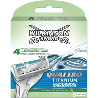 Wilkinson Sword Quattro Titanium Sensitive Rasierklingen für Herren Rasierer, 8 St