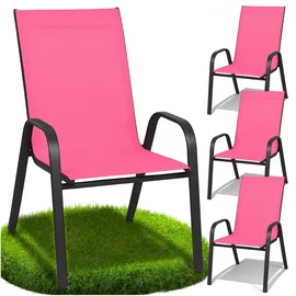 Zolta Metall-Gartenstühle Stapelstuhl 55 x 80 x 89 cm rosa 4 St.