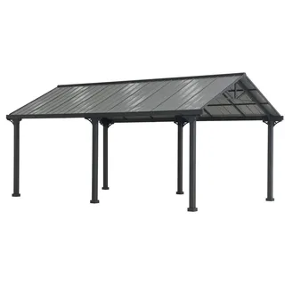Sunjoy Carport Eiger 6,10 x 3,67 m grau pulverbeschichtet