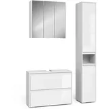 Vicco Badmöbel-Set Majest 3-tlg. Weiß/Weiß Hochglanz